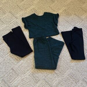 SHEIN ✅Dark Green Shirt and Pant Set with 2 Pair Black Pants 🖤